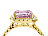 Yellow gold Fancy Pink Asscher  Halo Twisted Band Four-Prong Diamond Ring_4