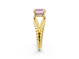 Yellow gold Fancy Pink Asscher  Halo Twisted Band Four-Prong Ring_35
