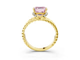 Yellow gold Fancy Pink Asscher  Halo Twisted Band Four-Prong Ring_36