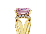 Yellow gold Fancy Pink Asscher  Halo Twisted Band Four-Prong Ring_38