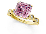 Yellow gold Fancy Pink Asscher  Milgrain Bezel Diamond Engagement Ring with Solitaire Prong Setting_30