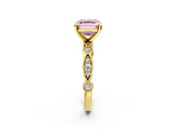Yellow gold Fancy Pink Asscher  Milgrain Bezel Diamond Engagement Ring with Solitaire Prong Setting_31
