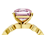 Yellow gold Fancy Pink Asscher  Milgrain Bezel Diamond Engagement Ring with Solitaire Prong Setting_33