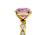 Yellow gold Fancy Pink Asscher  Milgrain Bezel Diamond Engagement Ring with Solitaire Prong Setting_34