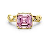 Yellow gold Fancy Pink Asscher  Milgrain Marquise Diamond Twist Band Ring_57