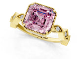Yellow gold Fancy Pink Asscher  Milgrain Marquise Diamond Twist Band Ring_58