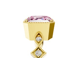 Yellow gold Fancy Pink Asscher  Milgrain Marquise Diamond Twist Band Ring_62