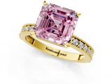 Yellow gold Fancy Pink Asscher  Milgrain Pave Diamond Engagement Ring with Four-Prong Setting_1