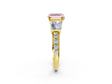Yellow gold Fancy Pink Asscher  Solitaire Baguette Side Stone Channel Set Engagement Ring_2