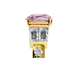 Yellow gold Fancy Pink Asscher  Solitaire Baguette Side Stone Channel Set Engagement Ring_5