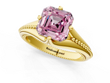 Yellow gold Fancy Pink Asscher  Solitaire Beaded Band Six-Prong Setting_1