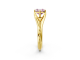 Yellow gold Fancy Pink Asscher  Solitaire Beaded Band Six-Prong Setting_2