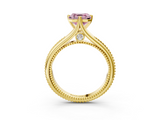 Yellow gold Fancy Pink Asscher  Solitaire Beaded Band Six-Prong Setting_3