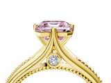 Yellow gold Fancy Pink Asscher  Solitaire Beaded Band Six-Prong Setting_4