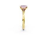 Yellow gold Fancy Pink Asscher  Solitaire Beaded Band with Four-Prong Setting_2
