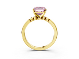 Yellow gold Fancy Pink Asscher  Solitaire Beaded Band with Four-Prong Setting_3
