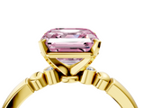 Yellow gold Fancy Pink Asscher  Solitaire Beaded Band with Four-Prong Setting_4