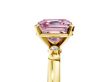 Yellow gold Fancy Pink Asscher  Solitaire Beaded Band with Four-Prong Setting_5