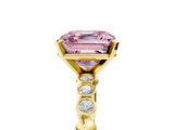 Yellow gold Fancy Pink Asscher  Solitaire Bezel Accent Diamond Engagement Ring with Beaded Band and Four-Prong Setting_5