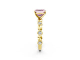 Yellow gold Fancy Pink Asscher  Solitaire Bezel-Set Diamond Ring with Beaded Band and Four-Prong Setting_83