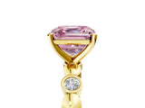 Yellow gold Fancy Pink Asscher  Solitaire Bezel-Set Diamond Ring with Beaded Band and Four-Prong Setting_86