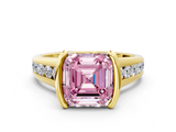 Yellow gold Fancy Pink Asscher  Solitaire Bezel-Set Diamond Ring with Channel-Set Band_17