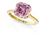 Yellow gold Fancy Pink Asscher  Solitaire Cathedral Diamond Ring with Six-Prong Setting_18
