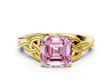 Yellow gold Fancy Pink Asscher  Solitaire Celtic Knot Engagement Ring with Four-Prong Setting_68