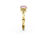 Yellow gold Fancy Pink Asscher  Solitaire Celtic Knot Engagement Ring with Four-Prong Setting_70