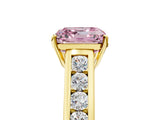 Yellow gold Fancy Pink Asscher  Solitaire Channel-Set Diamond Engagement Ring with Four-Prong Setting_37