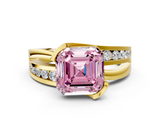 Yellow gold Fancy Pink Asscher  Solitaire Channel-Set Split Shank Ring with Tension Prong Setting_3
