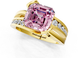 Yellow gold Fancy Pink Asscher  Solitaire Channel-Set Split Shank Ring with Tension Prong Setting_4