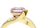 Yellow gold Fancy Pink Asscher  Solitaire Channel-Set Split Shank Ring with Tension Prong Setting_7