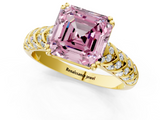 Yellow gold Fancy Pink Asscher  Solitaire Chevron Pave Diamond Engagement Ring with Six-Prong Setting_4
