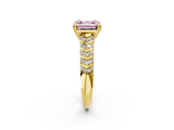 Yellow gold Fancy Pink Asscher  Solitaire Chevron Pave Diamond Engagement Ring with Six-Prong Setting_5