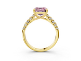 Yellow gold Fancy Pink Asscher  Solitaire Chevron Pave Diamond Engagement Ring with Six-Prong Setting_6