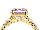 Yellow gold Fancy Pink Asscher  Solitaire Chevron Pave Diamond Engagement Ring with Six-Prong Setting_7
