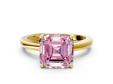 Yellow gold Fancy Pink Asscher  Solitaire Diamond Engagement Ring with Four-Prong Setting on a Classic Band_21