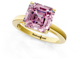 Yellow gold Fancy Pink Asscher  Solitaire Diamond Engagement Ring with Four-Prong Setting on a Classic Band_22