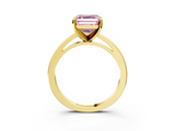 Yellow gold Fancy Pink Asscher  Solitaire Diamond Engagement Ring with Four-Prong Setting on a Classic Band_24
