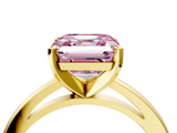 Yellow gold Fancy Pink Asscher  Solitaire Diamond Engagement Ring with Four-Prong Setting on a Classic Band_25