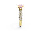 Yellow gold Fancy Pink Asscher  Solitaire Diamond Pavé Band with Four-Prong Setting_2