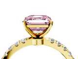 Yellow gold Fancy Pink Asscher  Solitaire Diamond Pavé Band with Four-Prong Setting_4