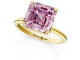 Yellow gold Fancy Pink Asscher  Solitaire Diamond Ring with 4-Prong Setting on a Classic Band_4