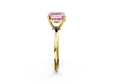 Yellow gold Fancy Pink Asscher  Solitaire Diamond Ring with 4-Prong Setting on a Classic Band_5