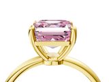 Yellow gold Fancy Pink Asscher  Solitaire Diamond Ring with 4-Prong Setting on a Classic Band_7
