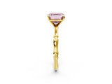 Yellow gold Fancy Pink Asscher  Solitaire Diamond Ring with Bamboo Band and Four-Prong Setting_19