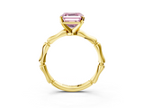 Yellow gold Fancy Pink Asscher  Solitaire Diamond Ring with Bamboo Band and Four-Prong Setting_20