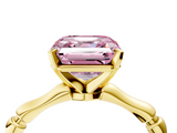 Yellow gold Fancy Pink Asscher  Solitaire Diamond Ring with Bamboo Band and Four-Prong Setting_21