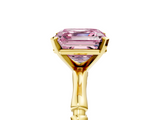 Yellow gold Fancy Pink Asscher  Solitaire Diamond Ring with Bamboo Band and Four-Prong Setting_22